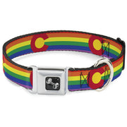 Dog Bone Seatbelt Buckle Collar - Colorado Flags2 Pride