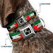 Dog Bone Seatbelt Buckle Collar - Cali Bear Silhouette & Star/CALIFORNIA REPUBLIC Green/White/Brown/Black/Red