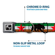 Dog Bone Seatbelt Buckle Collar - Cali Bear Silhouette & Star/CALIFORNIA REPUBLIC Green/White/Brown/Black/Red