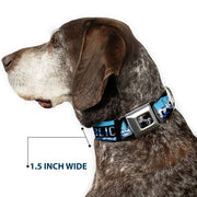Dog Bone Seatbelt Buckle Collar - CALIFORNIA REPUBLIC/Bear/Stars Silhouette Black/Scenic Mountains