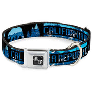 Dog Bone Seatbelt Buckle Collar - CALIFORNIA REPUBLIC/Bear/Stars Silhouette Black/Scenic Mountains