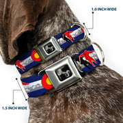 Dog Bone Seatbelt Buckle Collar - Colorado Skier1 Red/Mountains