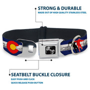 Dog Bone Seatbelt Buckle Collar - Colorado Skier1 Red/Mountains