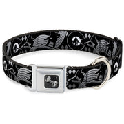Dog Bone Seatbelt Buckle Collar - Colorado Skier/Snowboarder Black/White/Grays