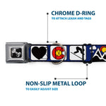 Dog Bone Seatbelt Buckle Collar - I HEART COLORADO SKIING Logos/Mountain