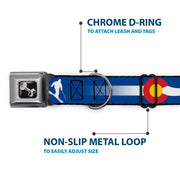 Dog Bone Seatbelt Buckle Collar - Colorado Skier2 Blue/White/Red/Yellow