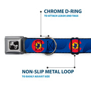 Dog Bone Seatbelt Buckle Collar - Colorado Skier3 Blues/Red/Yellow