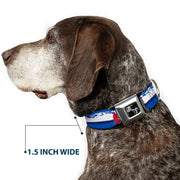Dog Bone Seatbelt Buckle Collar - Colorado Skier4/Mountains Blues/White/Red/Yellow