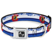 Dog Bone Seatbelt Buckle Collar - Colorado Skier4/Mountains Blues/White/Red/Yellow