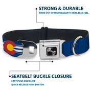 Dog Bone Seatbelt Buckle Collar - Colorado Logo/Skis Blue/White/Red/Yellow