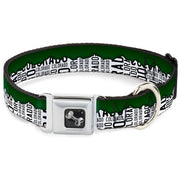 Dog Bone Seatbelt Buckle Collar - Colorado Mountains Green/White/Black Text