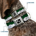Load image into Gallery viewer, Dog Bone Seatbelt Buckle Collar - Colorado Mountains Green/White/Gray Text
