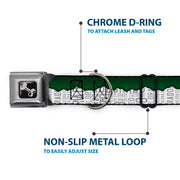 Dog Bone Seatbelt Buckle Collar - Colorado Mountains Green/White/Gray Text