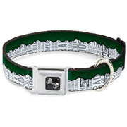 Dog Bone Seatbelt Buckle Collar - Colorado Mountains Green/White/Gray Text