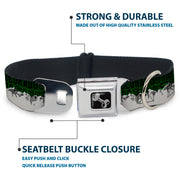 Dog Bone Seatbelt Buckle Collar - Colorado Mountains Green/Black Text/Grays