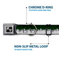 Load image into Gallery viewer, Dog Bone Seatbelt Buckle Collar - Colorado Mountains Green/Black Text/Grays
