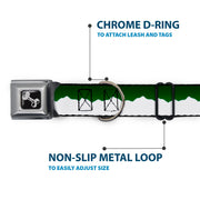 Dog Bone Seatbelt Buckle Collar - Colorado Solid Mountains Green/White