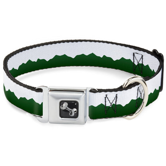 Dog Bone Seatbelt Buckle Collar - Colorado Solid Mountains Green/White