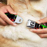 Dog Bone Seatbelt Buckle Collar - Cali Bear/Star Silhouette Rasta/Black