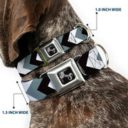 Dog Bone Seatbelt Buckle Collar - Chevron White/Gray/Black