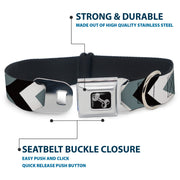 Dog Bone Seatbelt Buckle Collar - Chevron White/Gray/Black