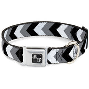 Dog Bone Seatbelt Buckle Collar - Chevron White/Gray/Black