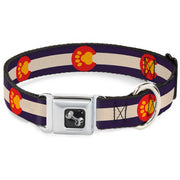 Dog Bone Seatbelt Buckle Collar - Colorado Flag/Paw Print