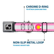 Dog Bone Seatbelt Buckle Collar - Colorado Flags5 Repeat Light Pink/White/Pink/Yellow