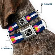 Dog Bone Seatbelt Buckle Collar - Colorado Flags6 Repeat Blue/White/Pink/Yellow