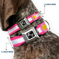 Load image into Gallery viewer, Dog Bone Seatbelt Buckle Collar - Colorado Flags7 Repeat Pinks/White/Light Pink/Yellow
