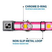 Dog Bone Seatbelt Buckle Collar - Colorado Flags7 Repeat Pinks/White/Light Pink/Yellow