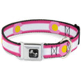 Load image into Gallery viewer, Dog Bone Seatbelt Buckle Collar - Colorado Flags7 Repeat Pinks/White/Light Pink/Yellow
