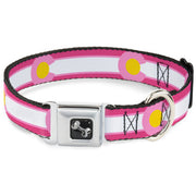 Dog Bone Seatbelt Buckle Collar - Colorado Flags7 Repeat Pinks/White/Light Pink/Yellow