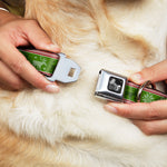 Dog Bone Seatbelt Buckle Collar - Christmas Stitch Moose/Snowflakes Red/Green