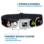Dog Bone Seatbelt Buckle Collar - Christmas Blocks Black/White/Multi Color