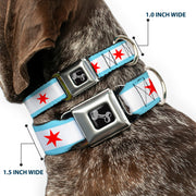 Dog Bone Seatbelt Buckle Collar - Chicago Flag