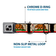 Dog Bone Seatbelt Buckle Collar - California Flag Distressed Painting Blocks