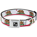 Load image into Gallery viewer, Dog Bone Seatbelt Buckle Collar - California Flag White w/Stripe
