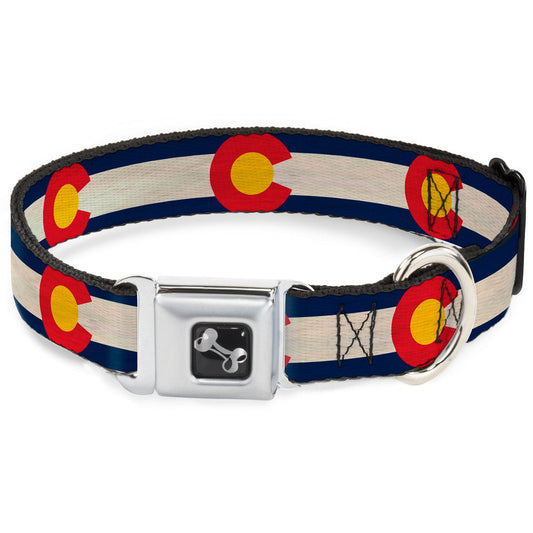 Dog Bone Seatbelt Buckle Collar - Colorado Flags2 Repeat Vintage2