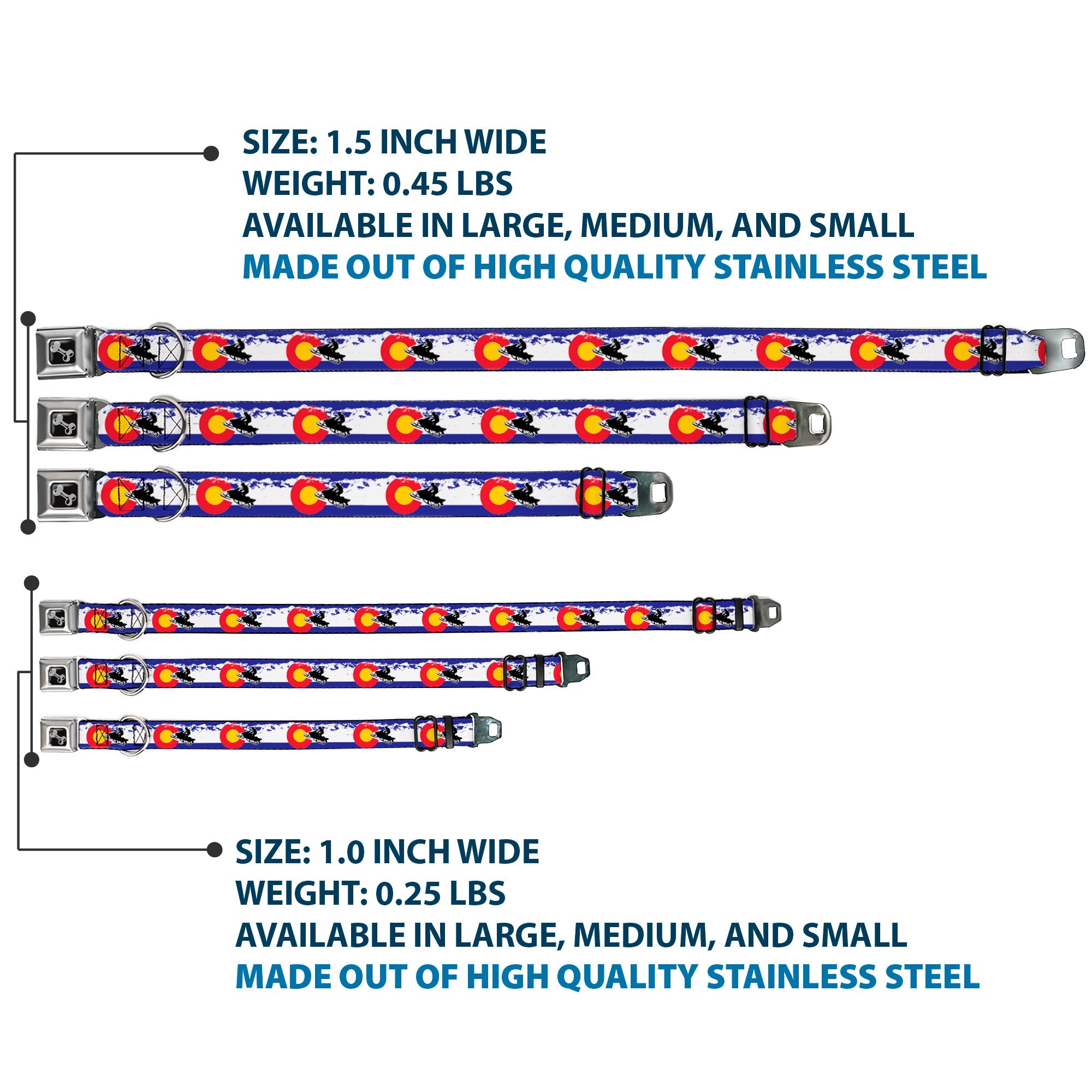 Dog Bone Seatbelt Buckle Collar - Colorado/Snowmobiler/Mountains
