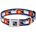 Load image into Gallery viewer, Dog Bone Seatbelt Buckle Collar - Colorado/Snowmobiler/Mountains
