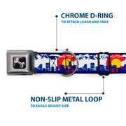 Dog Bone Seatbelt Buckle Collar - Colorado Skyline/Mountains