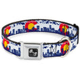 Load image into Gallery viewer, Dog Bone Seatbelt Buckle Collar - Colorado Skyline/Mountains
