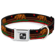 Dog Bone Seatbelt Buckle Collar - Cali Bear/Star/Stripe/US Flag Stretch