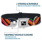 Dog Bone Seatbelt Buckle Collar - Chevron Freehand CLOSE-UP Multi Color