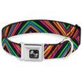 Load image into Gallery viewer, Dog Bone Seatbelt Buckle Collar - Chevron Freehand CLOSE-UP Multi Color
