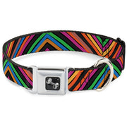 Dog Bone Seatbelt Buckle Collar - Chevron Freehand CLOSE-UP Multi Color