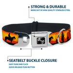 Dog Bone Seatbelt Buckle Collar - Cowboy Silhouette/Western Landscape Reds/Black