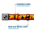 Load image into Gallery viewer, Dog Bone Seatbelt Buckle Collar - Cowboy Silhouette/Western Landscape Reds/Black
