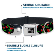 Dog Bone Seatbelt Buckle Collar - Cherries Scattered Black